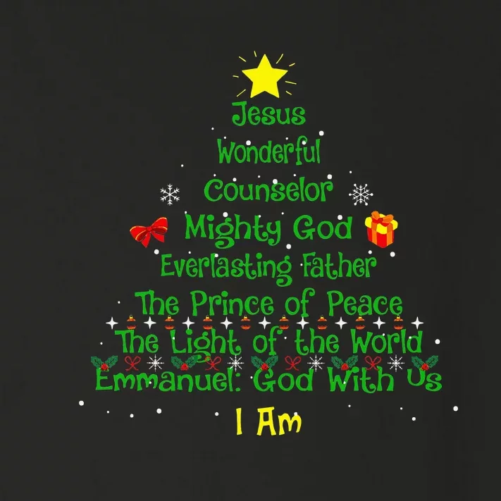 Christian Christmas Lover Bible Names of Jesus Tree Toddler Long Sleeve Shirt