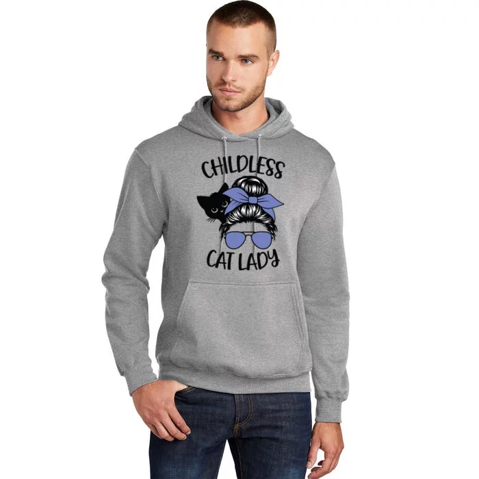 Childless Cat Lady Messy Bun Tall Hoodie