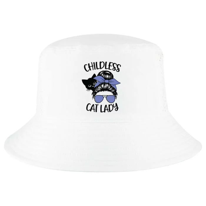 Childless Cat Lady Messy Bun Cool Comfort Performance Bucket Hat