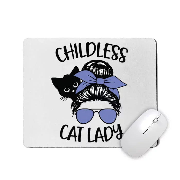 Childless Cat Lady Messy Bun Mousepad