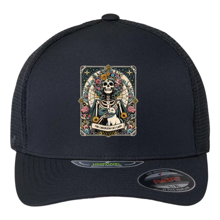 Childless Cat Lady Tarot Card Flexfit Unipanel Trucker Cap