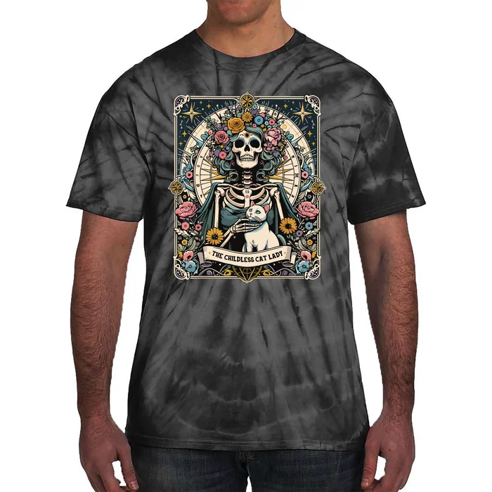 Childless Cat Lady Tarot Card Tie-Dye T-Shirt