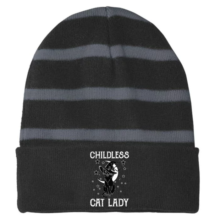 Childless Cat Lady Is Voting Kamalaharris Striped Beanie with Solid Band