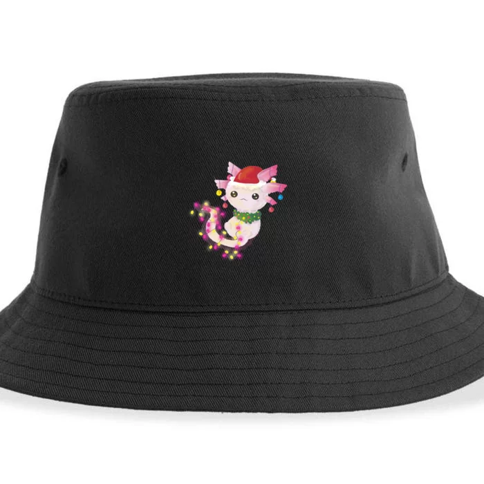 Cute Christmas Lights Axolotl Sustainable Bucket Hat