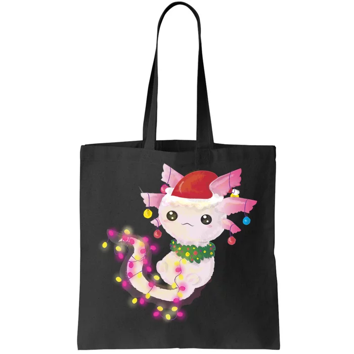 Cute Christmas Lights Axolotl Tote Bag