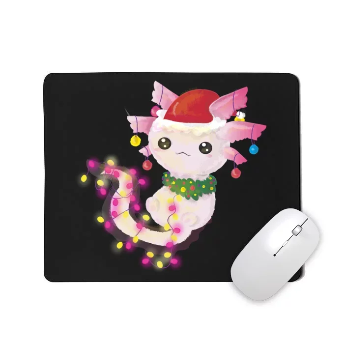 Cute Christmas Lights Axolotl Mousepad