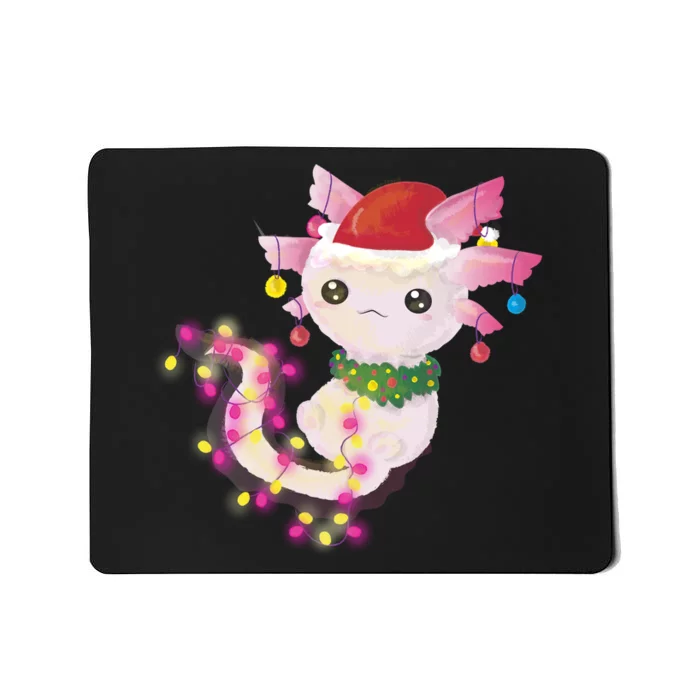 Cute Christmas Lights Axolotl Mousepad