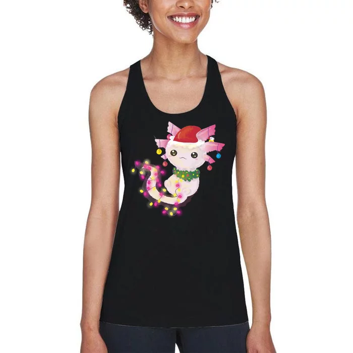 Cute Christmas Lights Axolotl Women's Racerback Tank