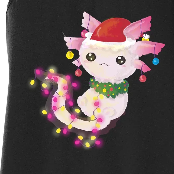 Cute Christmas Lights Axolotl Women's Racerback Tank