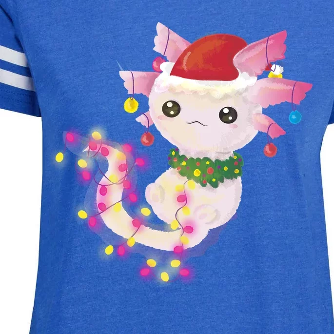 Cute Christmas Lights Axolotl Enza Ladies Jersey Football T-Shirt