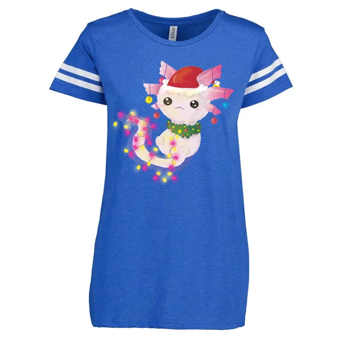 Cute Christmas Lights Axolotl Enza Ladies Jersey Football T-Shirt