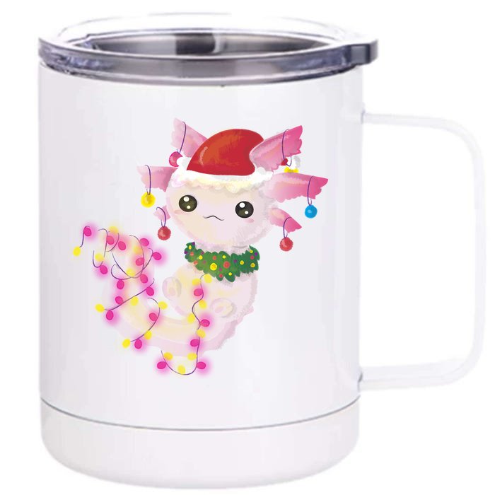 Cute Christmas Lights Axolotl Front & Back 12oz Stainless Steel Tumbler Cup