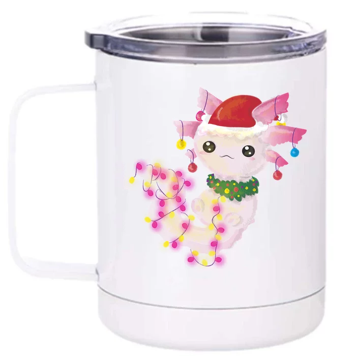 Cute Christmas Lights Axolotl Front & Back 12oz Stainless Steel Tumbler Cup