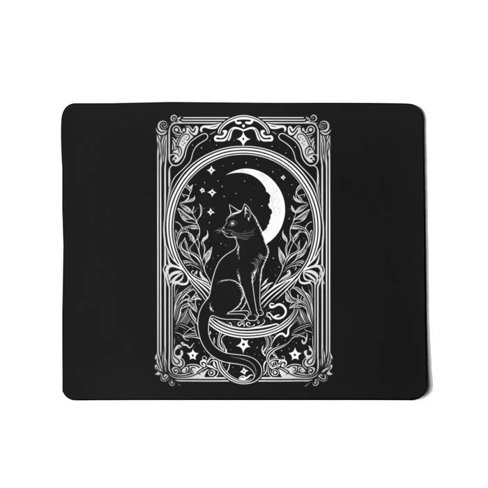 Cute Cat Lover Moon Tarot Card Cat Tarot Card Crescet Moon Mousepad