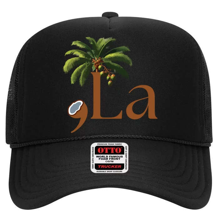 Coconut Comma + La 2024 High Crown Mesh Trucker Hat