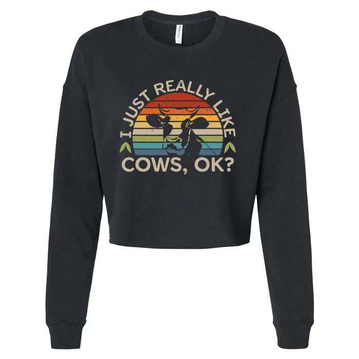 Cow  Cow Lover Gifts Cow Farmer Rancher Cropped Pullover Crew