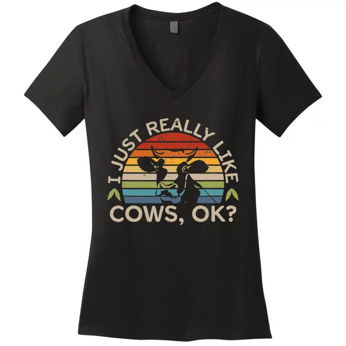 Cow  Cow Lover Gifts Cow Farmer Rancher Women's V-Neck T-Shirt