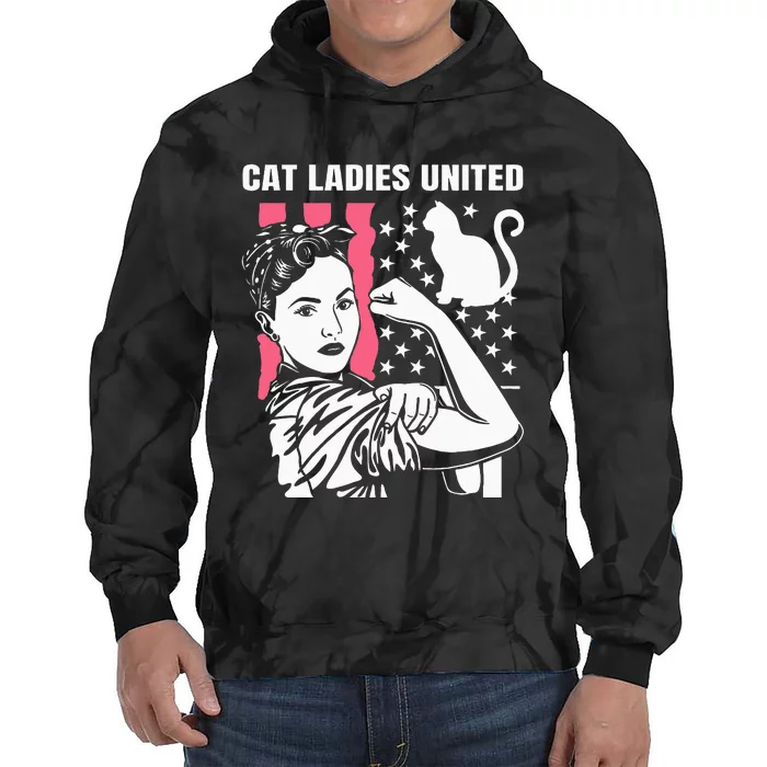 Childless Cat Lady For Cat Mom Women Cat Ladies Tie Dye Hoodie