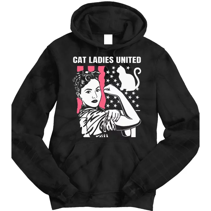 Childless Cat Lady For Cat Mom Women Cat Ladies Tie Dye Hoodie