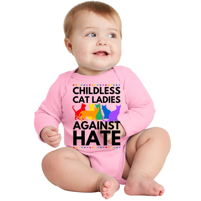 Childless Cat Ladies Against Hate Vote For Kamala Harris Baby Long Sleeve Bodysuit