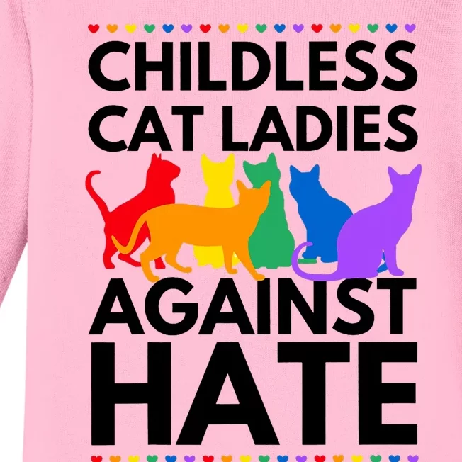 Childless Cat Ladies Against Hate Vote For Kamala Harris Baby Long Sleeve Bodysuit