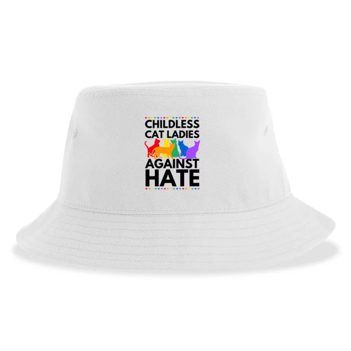 Childless Cat Ladies Against Hate Vote For Kamala Harris Sustainable Bucket Hat