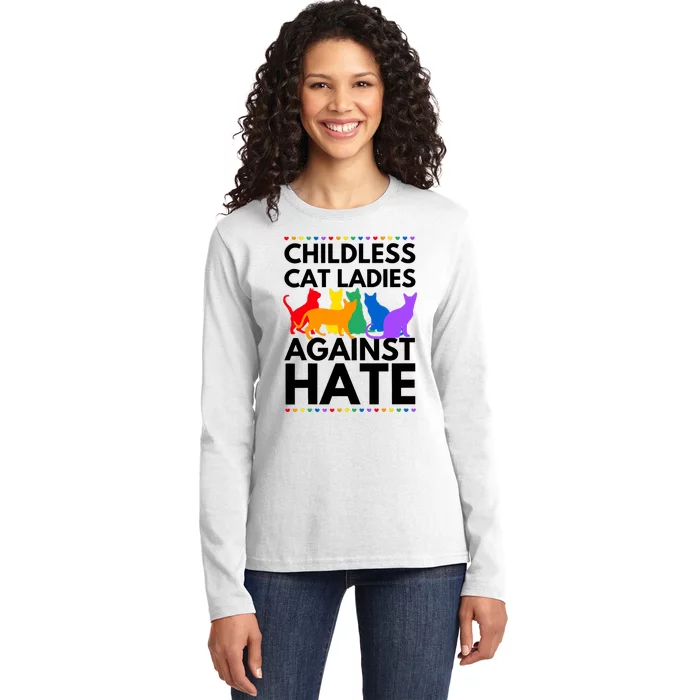 Childless Cat Ladies Against Hate Vote For Kamala Harris Ladies Long Sleeve Shirt