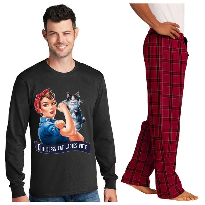 Childless Cat Ladies Vote Rosie The Riveter Long Sleeve Pajama Set