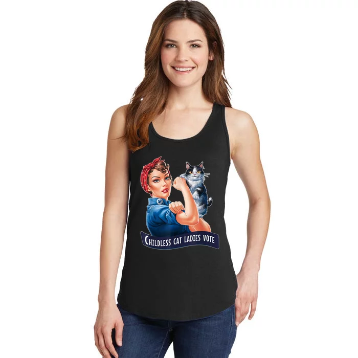 Childless Cat Ladies Vote Rosie The Riveter Ladies Essential Tank