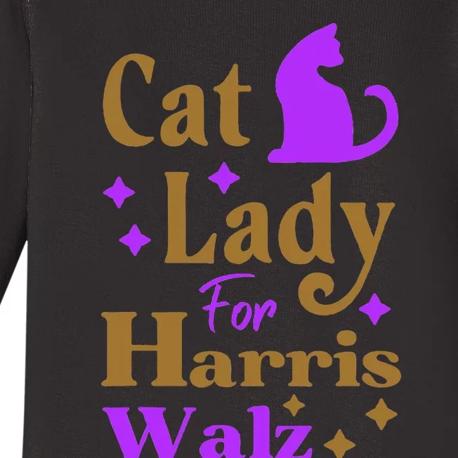 Childless Cat Lady For Kamala Harris Tim Walz Waltz 2024 Baby Long Sleeve Bodysuit