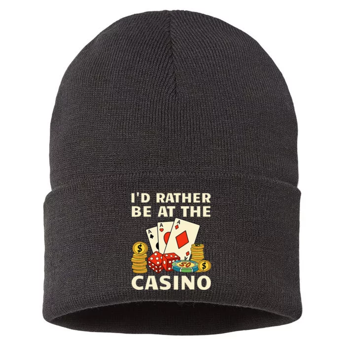 Cool Casino Lover Art For Women Casino Gambling Gambler Sustainable Knit Beanie