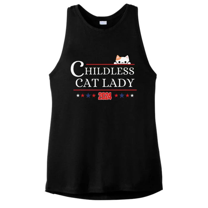 Childless Cat Lady 2024 Gift Ladies Tri-Blend Wicking Tank