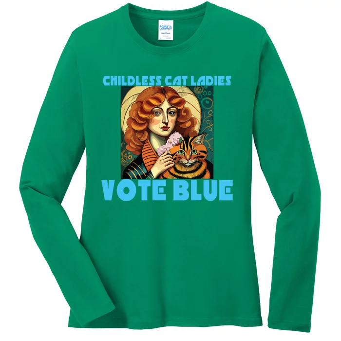 Childless Cat Ladies Vote Blue Ladies Long Sleeve Shirt