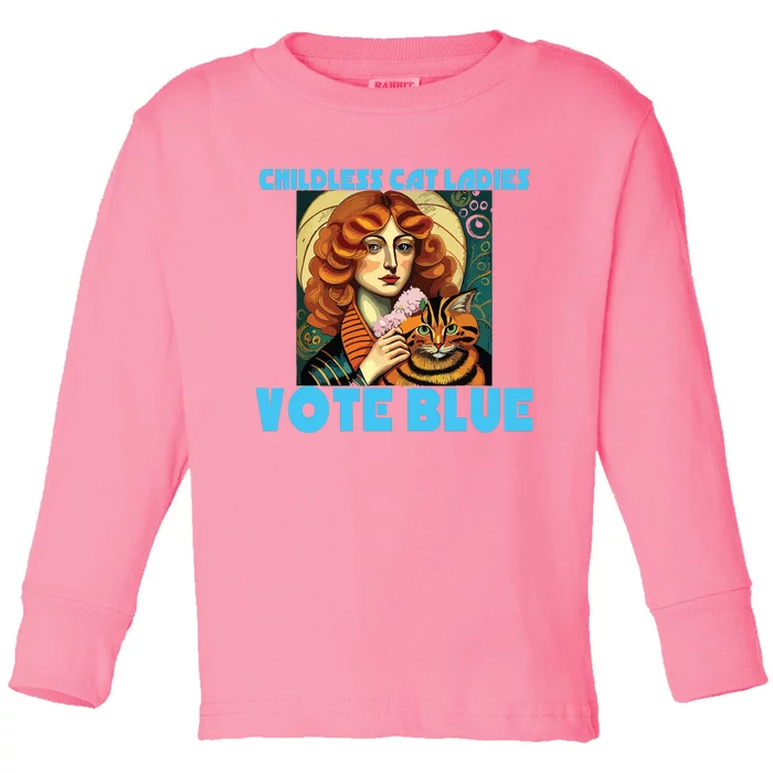 Childless Cat Ladies Vote Blue Toddler Long Sleeve Shirt