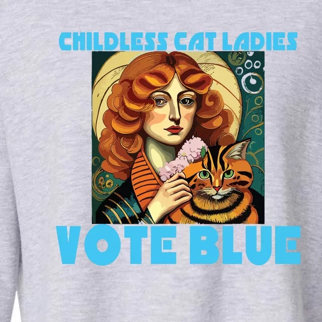 Childless Cat Ladies Vote Blue Cropped Pullover Crew