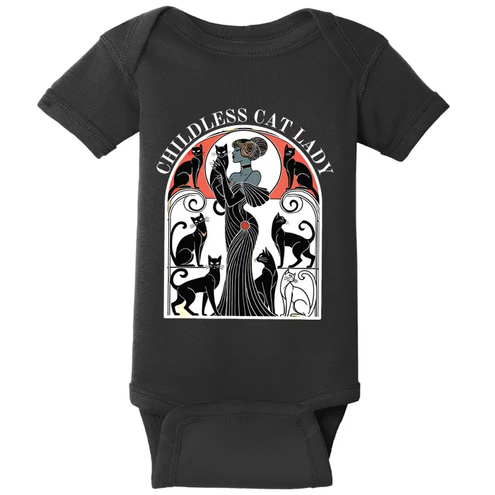 Childless Cat Ladies Cat Karma Retro Funny Baby Bodysuit