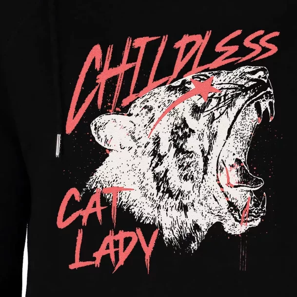 Childless Cat Lady Gift Womens Funnel Neck Pullover Hood