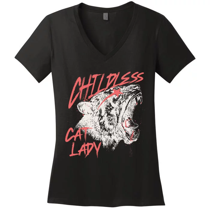 Childless Cat Lady Gift Women's V-Neck T-Shirt