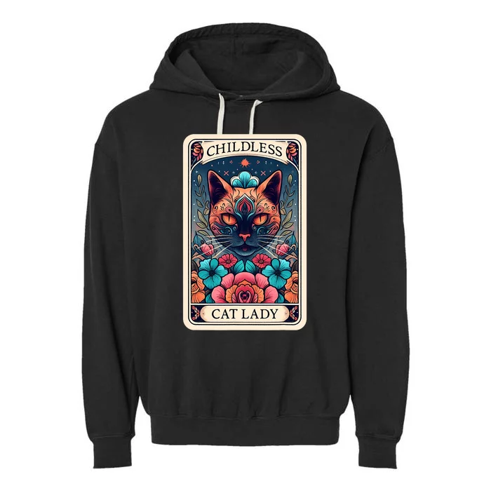 Childless Cat Lady Tarot Card Garment-Dyed Fleece Hoodie