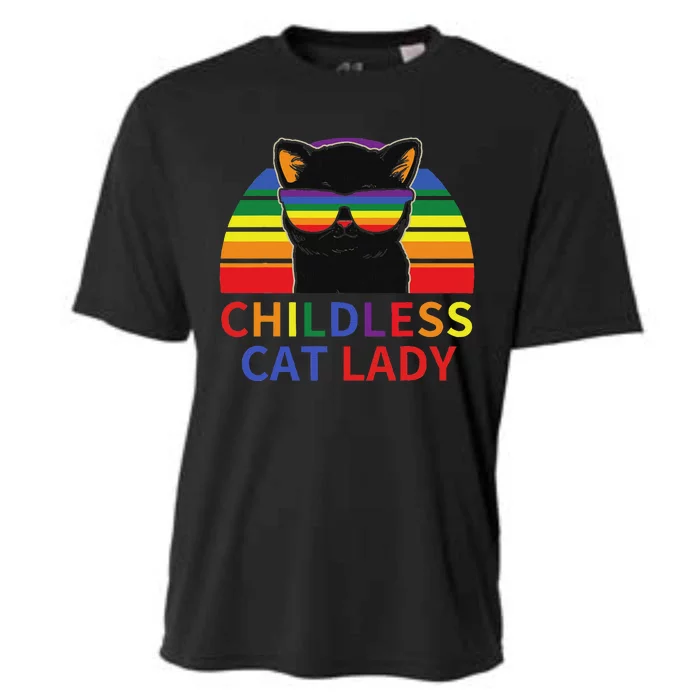 Childless Cat Lady Lgbt Flag Political Voting Election 2024 Cooling Performance Crew T-Shirt