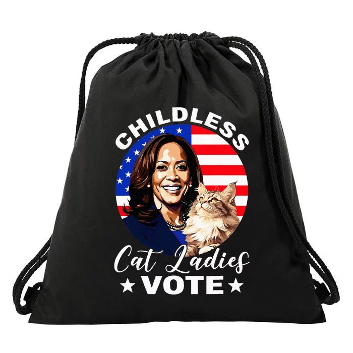 Childless Cat Ladies Vote Kamala Harris Usa Election 2024 Drawstring Bag