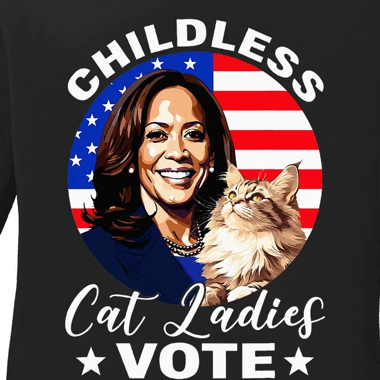 Childless Cat Ladies Vote Kamala Harris Usa Election 2024 Ladies Long Sleeve Shirt