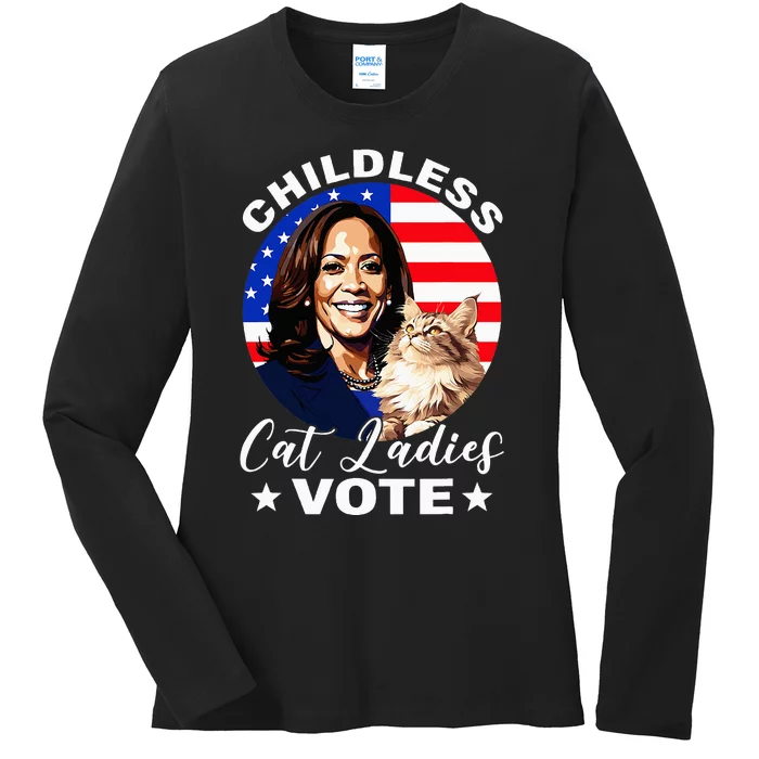 Childless Cat Ladies Vote Kamala Harris Usa Election 2024 Ladies Long Sleeve Shirt