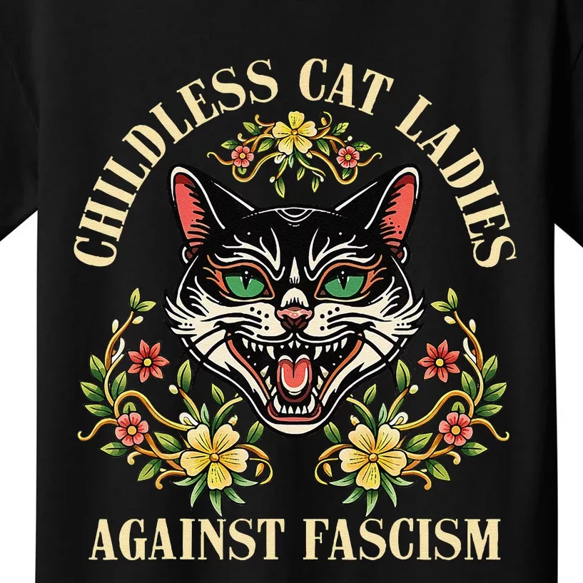 Childless Cat Ladies Against Fascism Kids T-Shirt