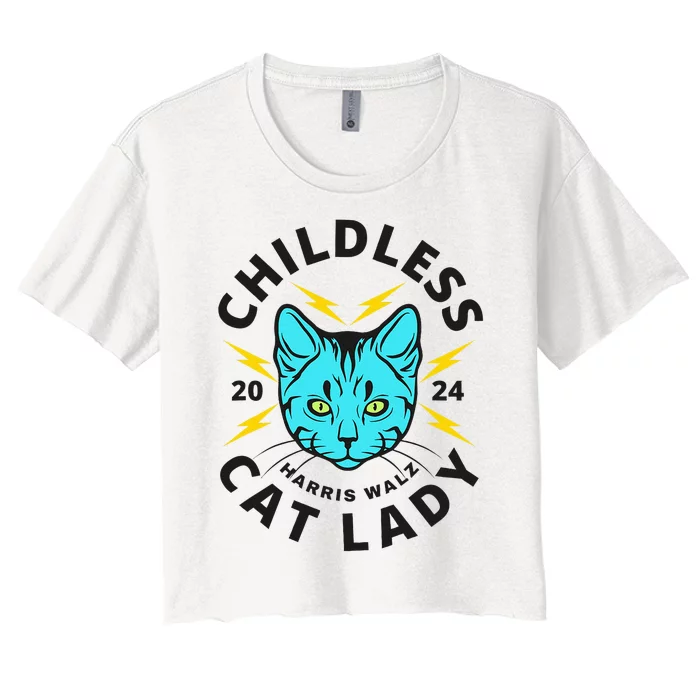 Childless Cat Lady Harris Walz 2024 Women's Crop Top Tee