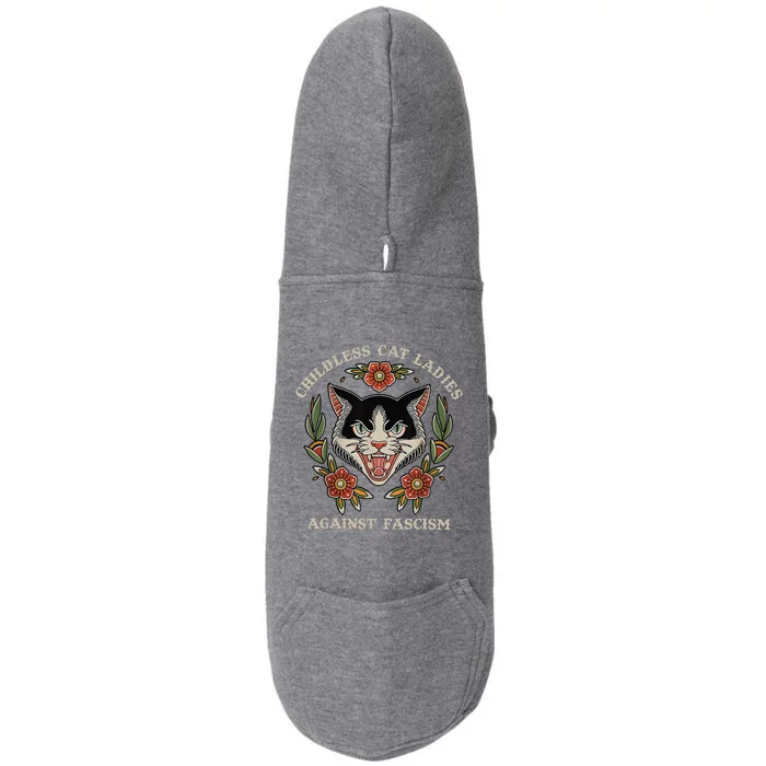 Childless Cat Ladies Against Fascism Flowers Doggie 3-End Fleece Hoodie