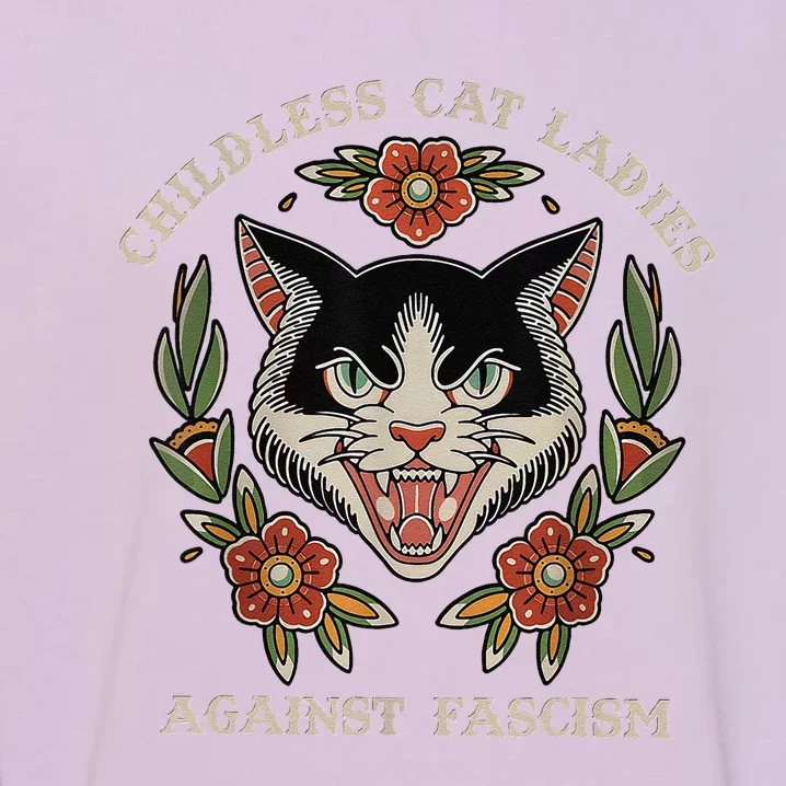 Childless Cat Ladies Against Fascism Flowers Garment-Dyed Sweatshirt