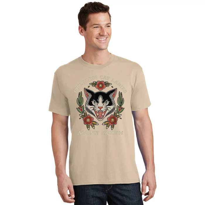 Childless Cat Ladies Against Fascism Flowers T-Shirt