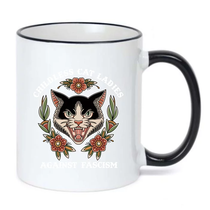 Childless Cat Ladies Against Fascism Funny Cat Feminist Black Color Changing Mug