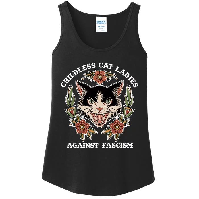 Childless Cat Ladies Against Fascism Funny Cat Feminist Ladies Essential Tank